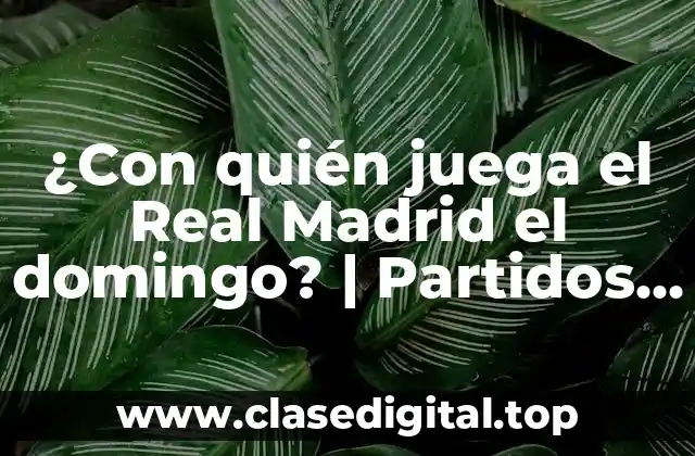 ¿Con quién juega el Real Madrid el domingo? | Partidos y Horarios de la Liga
