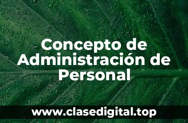 ✴️ Concepto de Administración de Personal