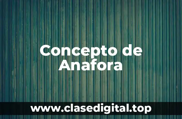 📗 Concepto de Anafora