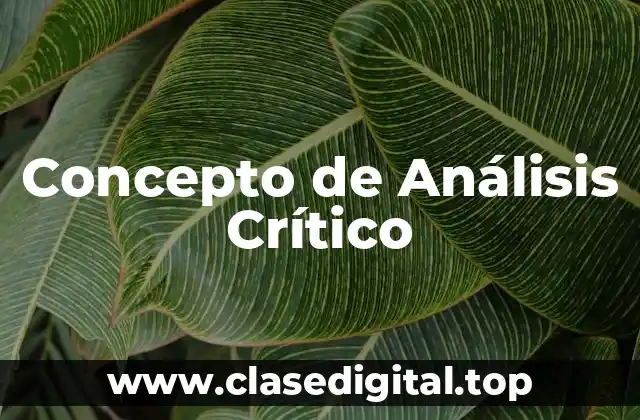 Concepto de Análisis Crítico