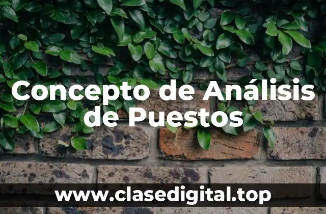 Concepto de Análisis de Puestos