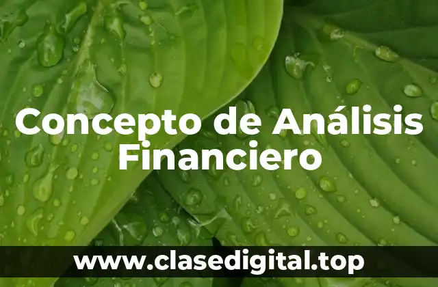 📗 Concepto de Análisis Financiero