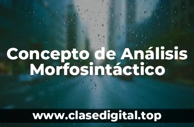 Concepto de Análisis Morfosintáctico