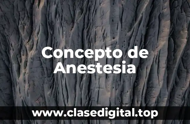 Concepto de Anestesia