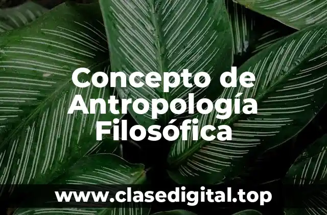 Concepto de Antropología Filosófica