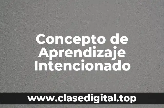 Concepto de Aprendizaje Intencionado
