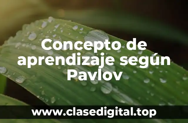 Concepto de aprendizaje según Pavlov