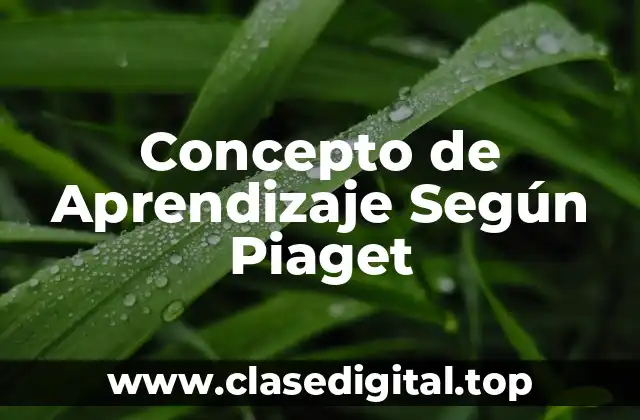 Concepto de Aprendizaje Según Piaget