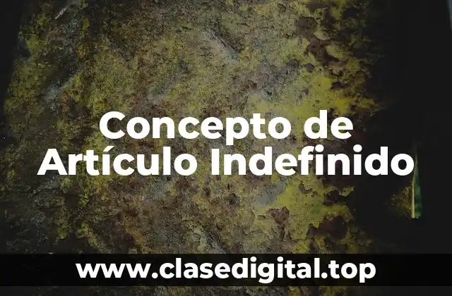 Concepto de Artículo Indefinido