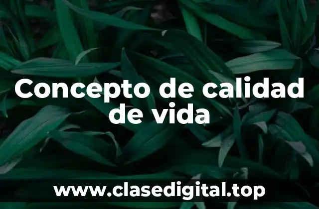 📗 Concepto de calidad de vida