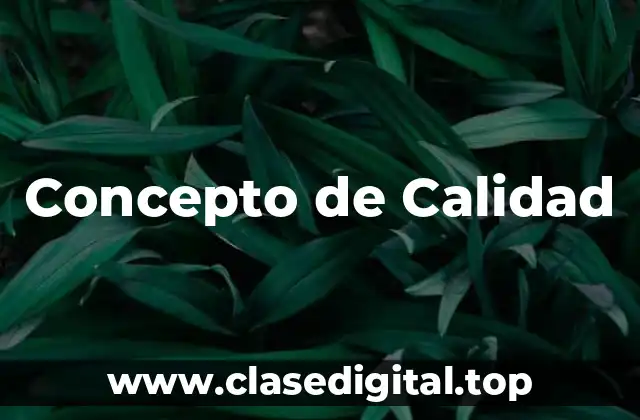 📗 Concepto de Calidad