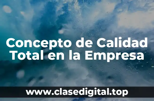 📗 Concepto de Calidad Total en la Empresa