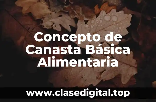 Concepto de Canasta Básica Alimentaria