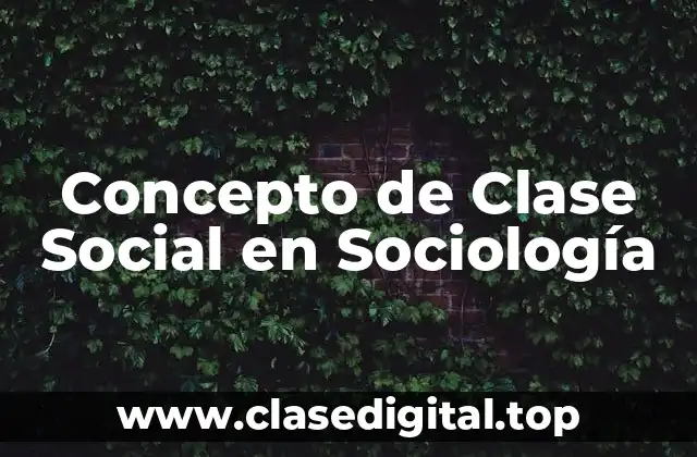 Concepto de Clase Social en Sociología