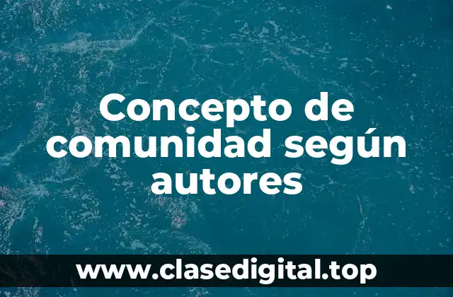 Concepto de comunidad según autores