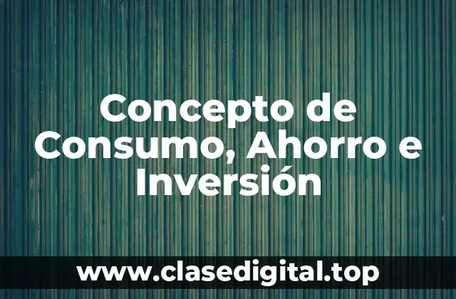 📗 Concepto de Consumo, Ahorro e Inversión