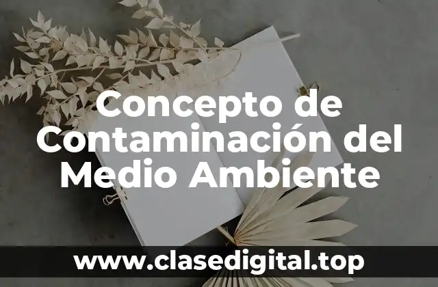 📗 Concepto de Contaminación del Medio Ambiente