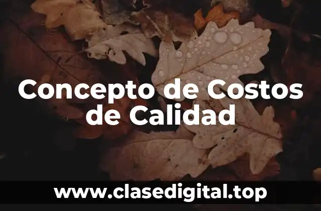 Concepto de Costos de Calidad