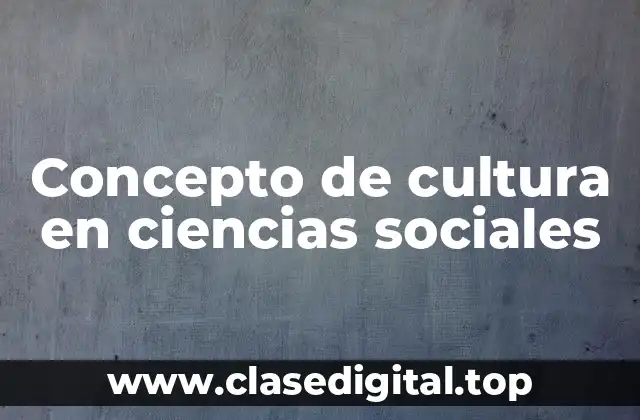 ☄️ Concepto de cultura en ciencias sociales