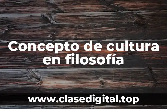 Concepto de cultura en filosofía