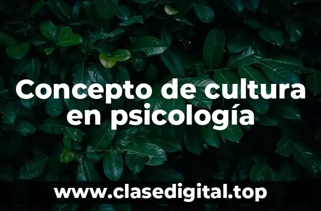 Concepto de cultura en psicología
