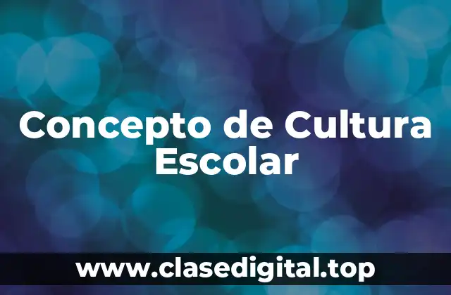 Concepto de Cultura Escolar
