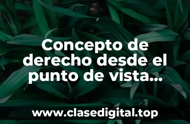 Concepto de derecho desde el punto de vista jurídico