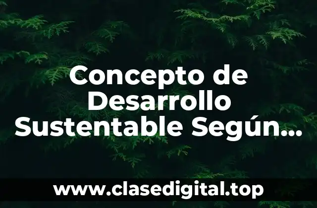 Concepto de Desarrollo Sustentable Según el Informe de Brundtland