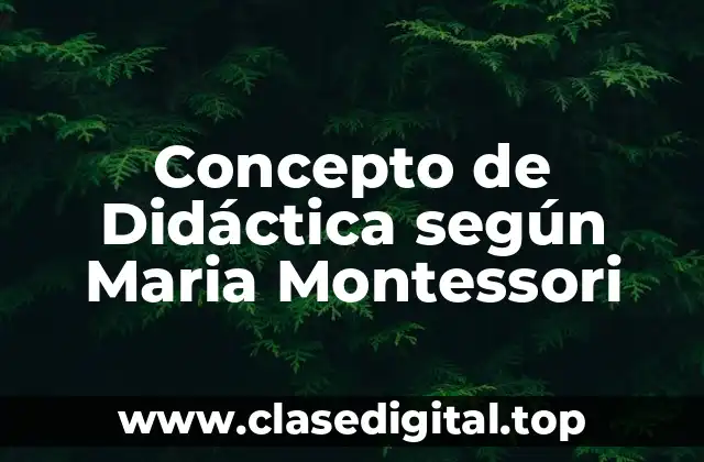 Concepto de Didáctica según Maria Montessori