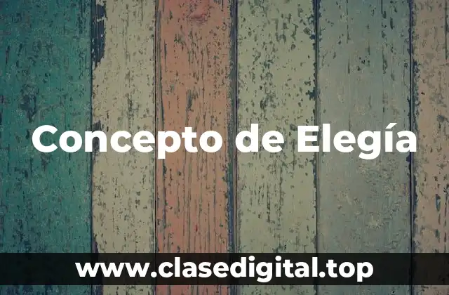 📗 Concepto de Elegía