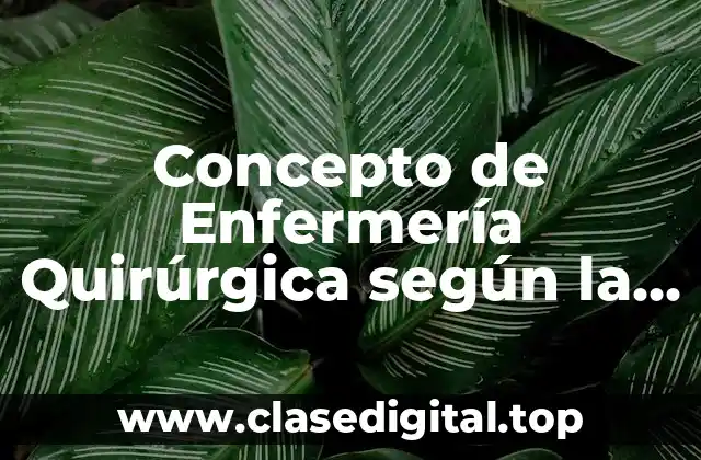 Concepto de Enfermería Quirúrgica según la OMS