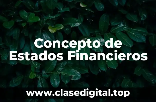 📗 Concepto de Estado Financiero
