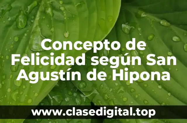 Concepto de Felicidad según San Agustín de Hipona