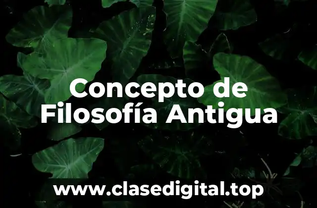Concepto de Filosofía Antigua