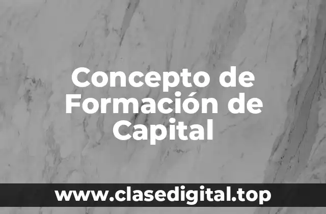 Concepto de Formación de Capital