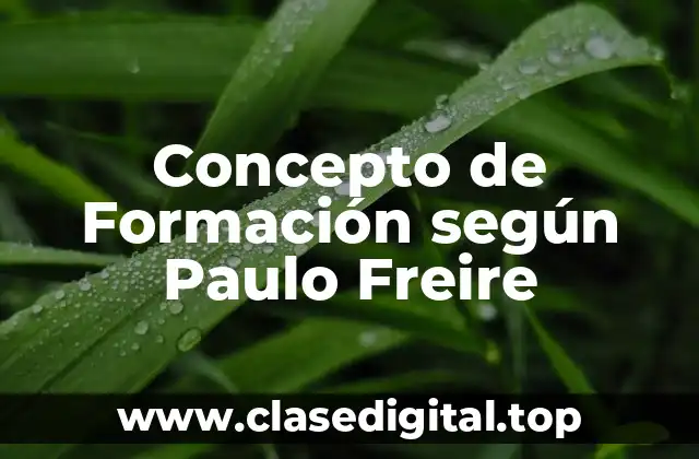 Concepto de Formación según Paulo Freire