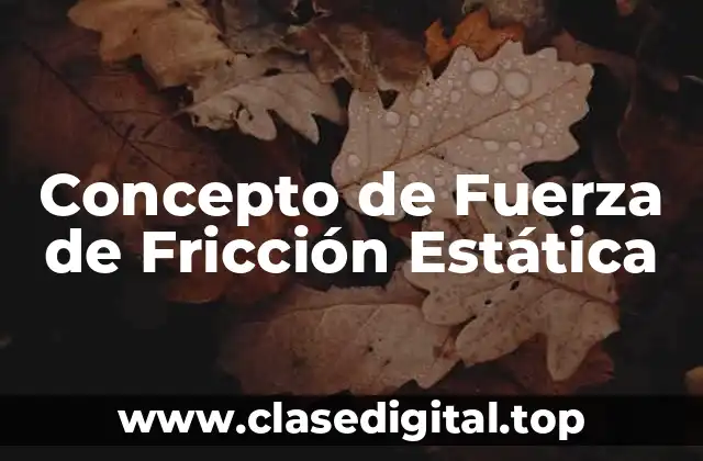 Concepto de Fuerza de Fricción Estática
