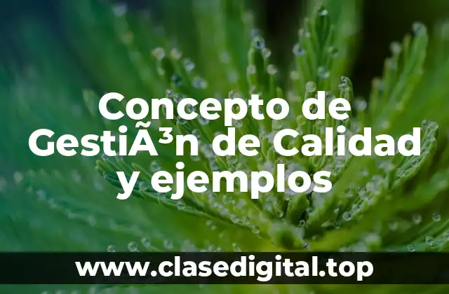 Concepto de GestiÃ³n de Calidad y ejemplos