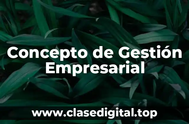 📗 Concepto de Gestión Empresarial
