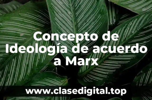 Concepto de Ideología de acuerdo a Marx