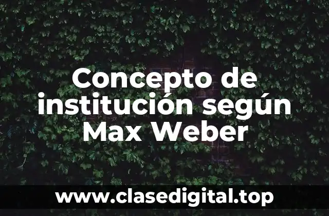 Concepto de institución según Max Weber