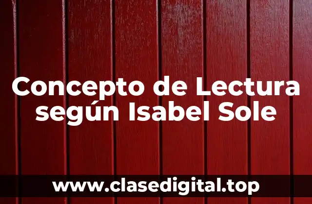 Concepto de Lectura según Isabel Sole