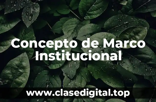 Concepto de Marco Institucional