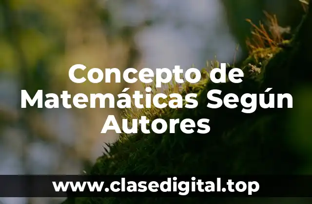 Concepto de Matemáticas Según Autores