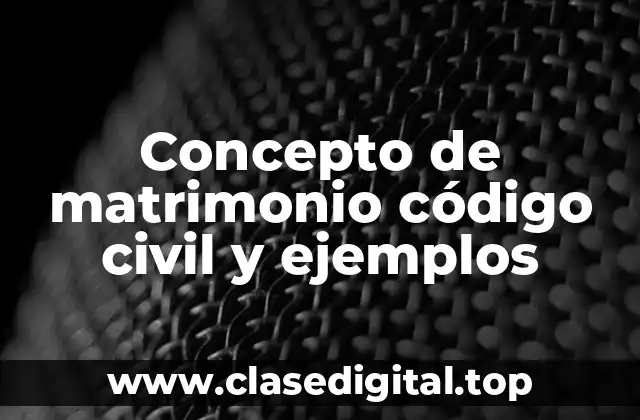 📗 Concepto de matrimonio código civil