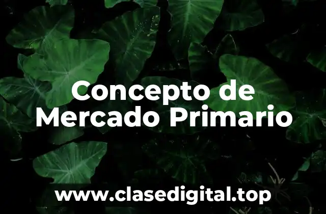 Concepto de Mercado Primario