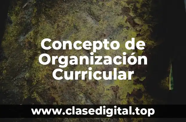 Concepto de Organización Curricular