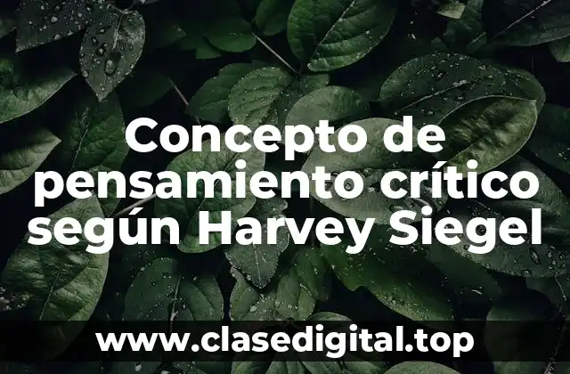 Concepto de pensamiento crítico según Harvey Siegel