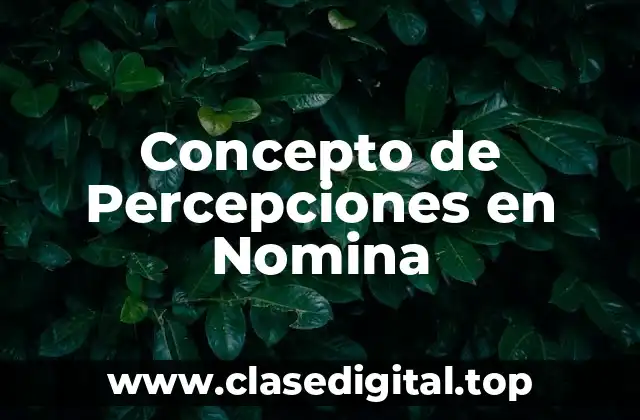 Concepto de Percepciones en Nomina