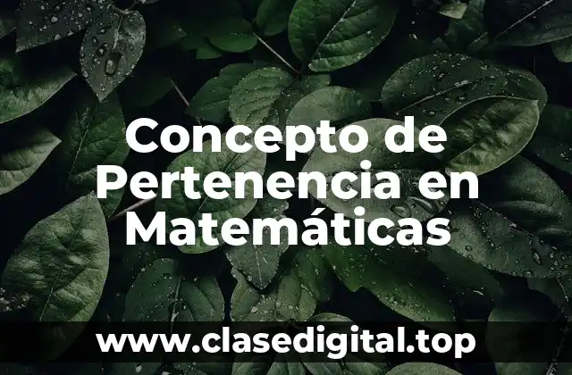 Concepto de Pertenencia en Matemáticas